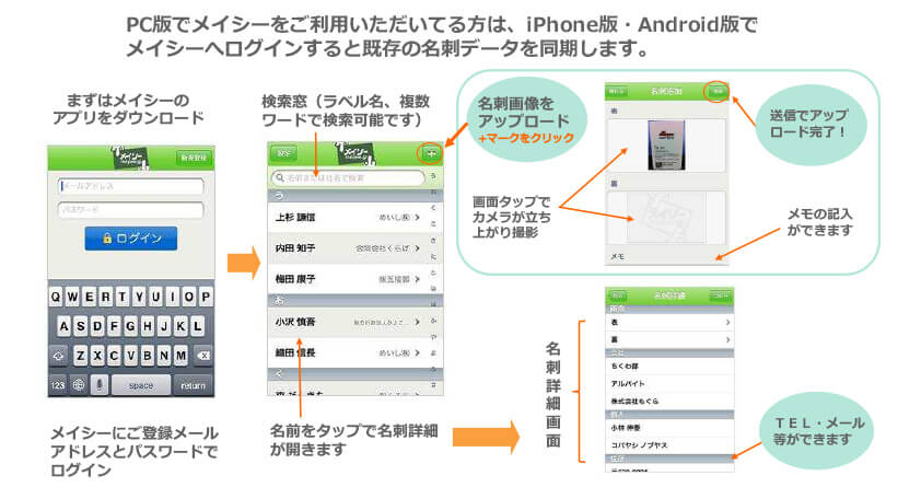 スマートフォンで名刺情報を見たい